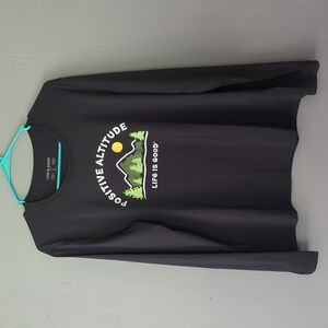 Life is Good active long sleeve positive altitude hiking top tee L Large black